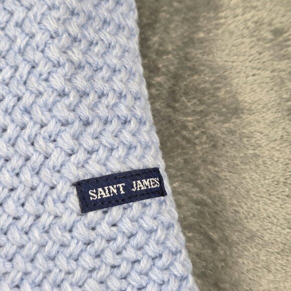 Saint James Sweater Womens 8 Blue Alpaca Wool Blend Nautical Textured Rollneck - Picture 4 of 11